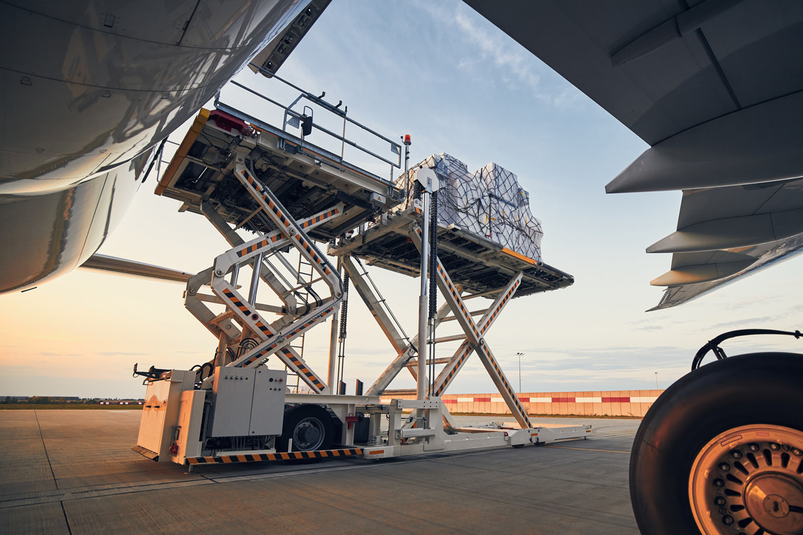 Cargo being loaded onto a plane